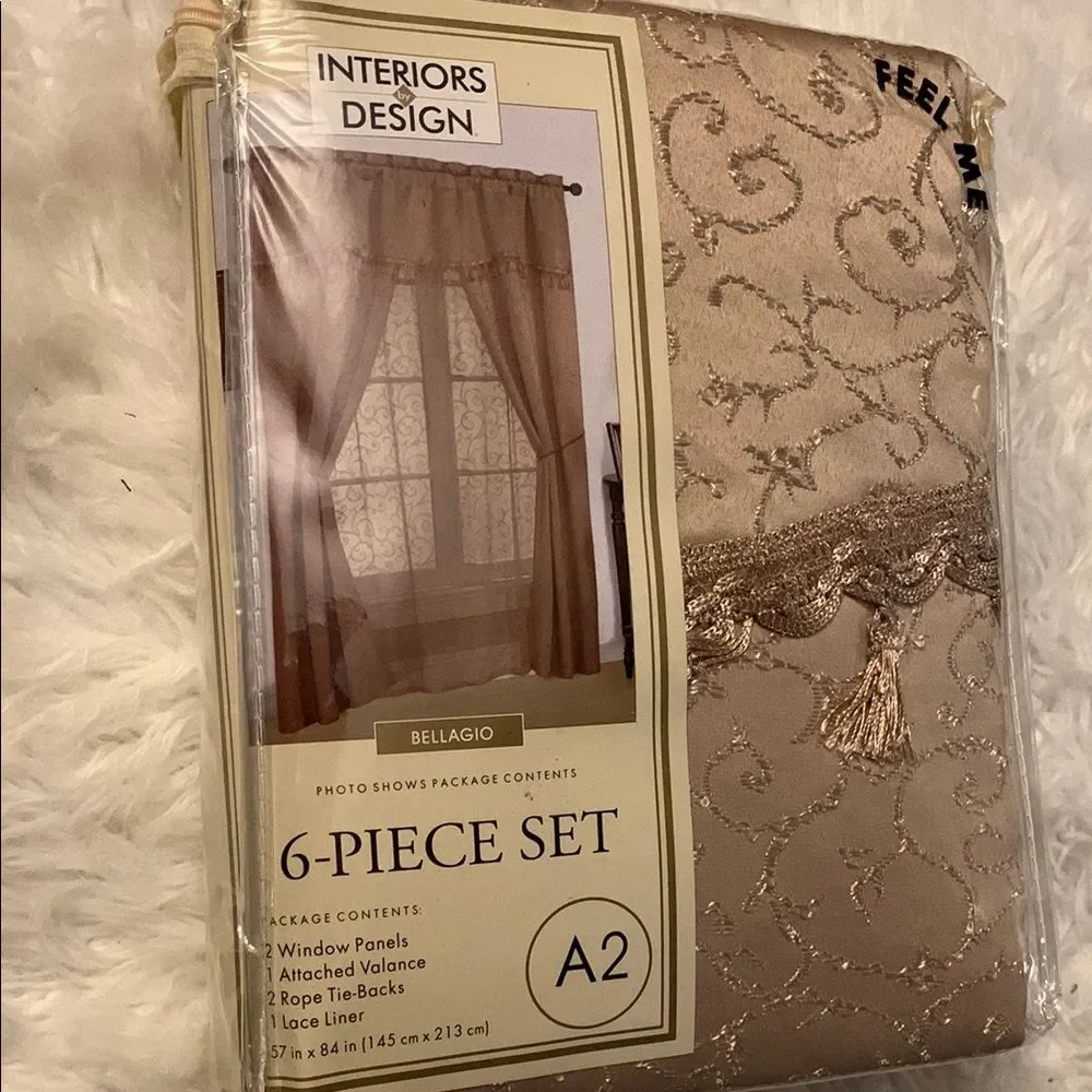 Luxurious Bellagio Curtains with Intricate Design all on One Rod NWT